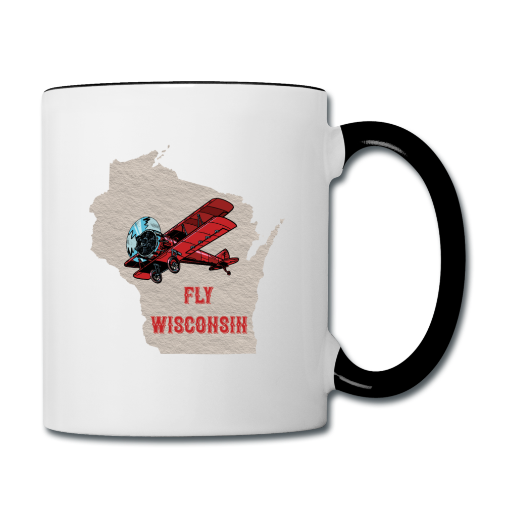 Fly Wisconsin - State - Contrast Coffee Mug - white/black