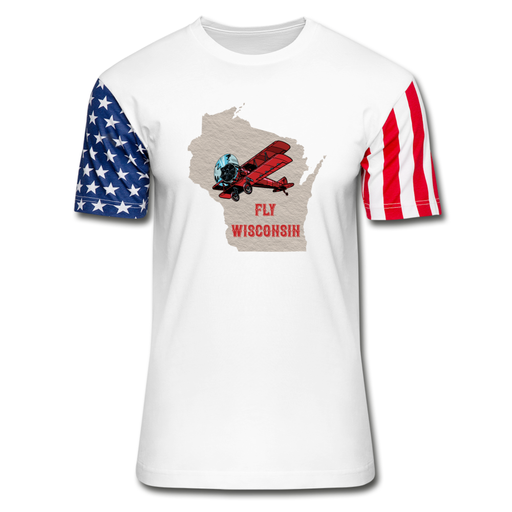 Fly Wisconsin - State - Stars & Stripes T-Shirt - white