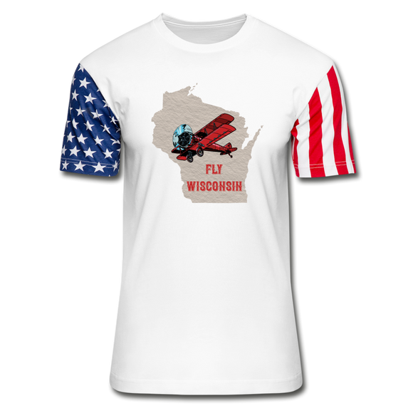 Fly Wisconsin - State - Stars & Stripes T-Shirt - white