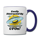 Easily Distracted - UFOs - Contrast Coffee Mug - white/cobalt blue