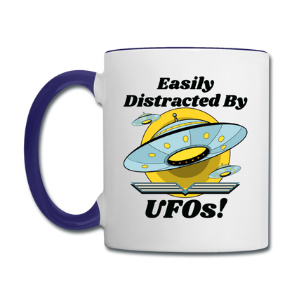 Easily Distracted - UFOs - Contrast Coffee Mug - white/cobalt blue