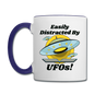 Easily Distracted - UFOs - Contrast Coffee Mug - white/cobalt blue