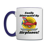 Easily Distracted - Red Taildragger - Contrast Coffee Mug - white/cobalt blue