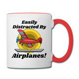 Easily Distracted - Red Taildragger - Contrast Coffee Mug - white/red