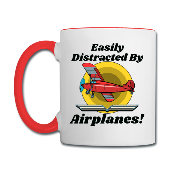 Easily Distracted - Red Taildragger - Contrast Coffee Mug - white/red