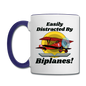 Easily Distracted - Biplanes - Contrast Coffee Mug - white/cobalt blue