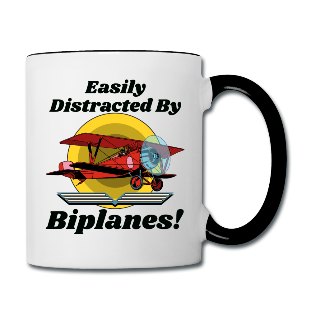 Easily Distracted - Biplanes - Contrast Coffee Mug - white/black