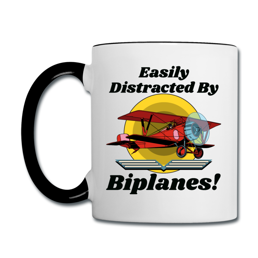 Easily Distracted - Biplanes - Contrast Coffee Mug - white/black