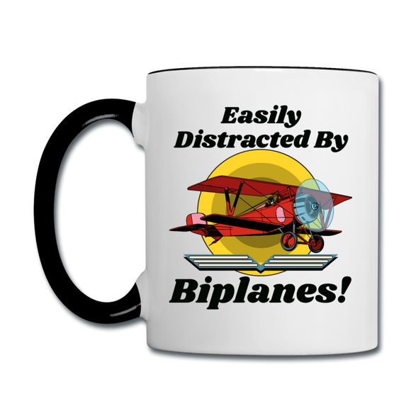 Easily Distracted - Biplanes - Contrast Coffee Mug - white/black