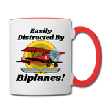 Easily Distracted - Biplanes - Contrast Coffee Mug - white/red