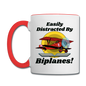 Easily Distracted - Biplanes - Contrast Coffee Mug - white/red