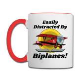 Easily Distracted - Biplanes - Contrast Coffee Mug - white/red