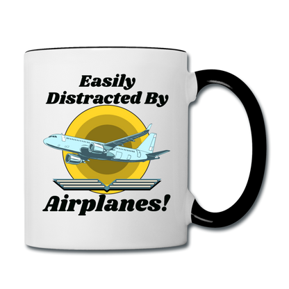 Easily Distracted - Airplanes - Jet - Contrast Coffee Mug - white/black