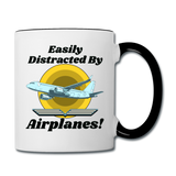 Easily Distracted - Airplanes - Jet - Contrast Coffee Mug - white/black