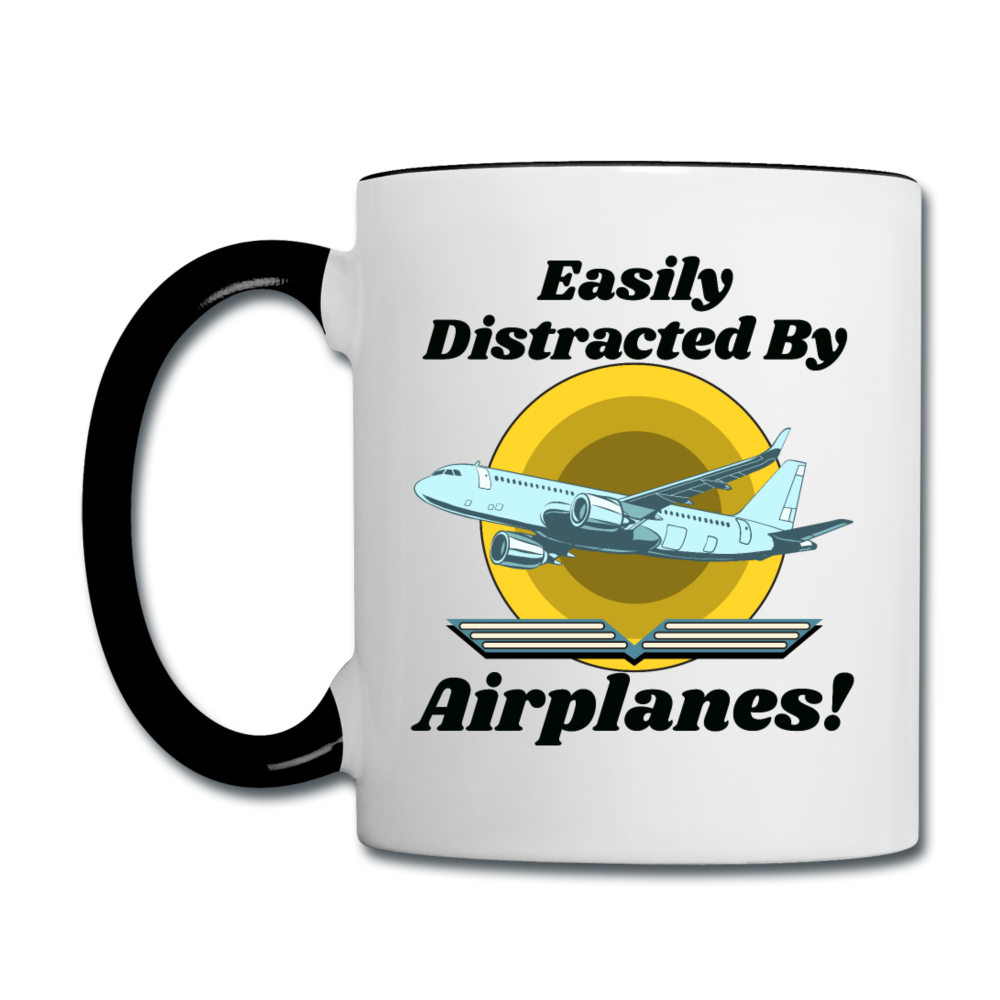 Easily Distracted - Airplanes - Jet - Contrast Coffee Mug - white/black