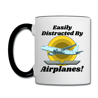 Easily Distracted - Airplanes - Jet - Contrast Coffee Mug - white/black