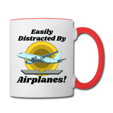 Easily Distracted - Airplanes - Jet - Contrast Coffee Mug - white/red