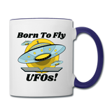 Born To Fly - UFOs - Contrast Coffee Mug - white/cobalt blue