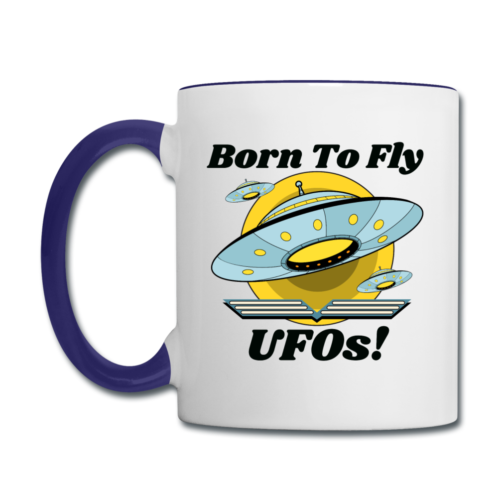 Born To Fly - UFOs - Contrast Coffee Mug - white/cobalt blue