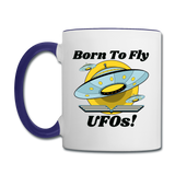 Born To Fly - UFOs - Contrast Coffee Mug - white/cobalt blue
