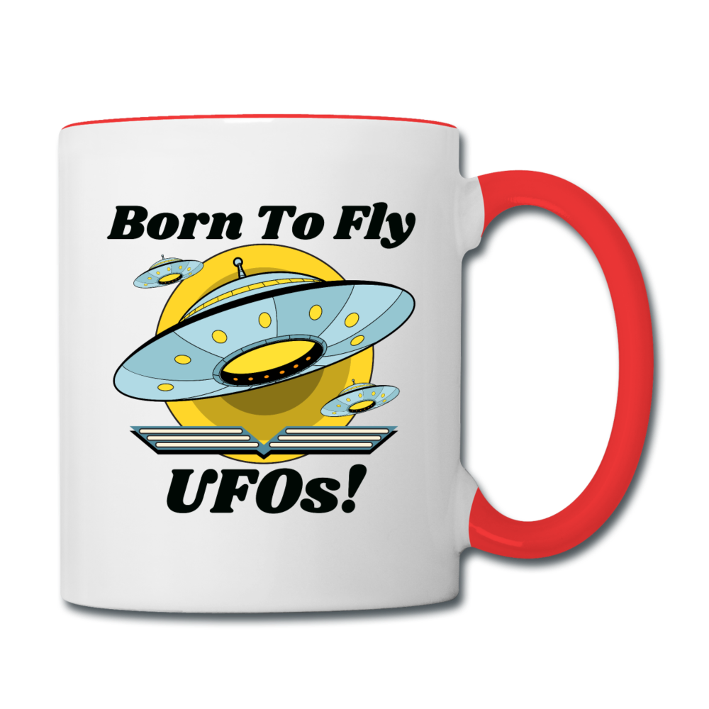 Born To Fly - UFOs - Contrast Coffee Mug - white/red