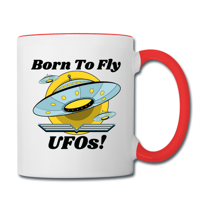 Born To Fly - UFOs - Contrast Coffee Mug - white/red