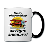 Easily Distracted - Antique Aircraft - Contrast Coffee Mug - white/black