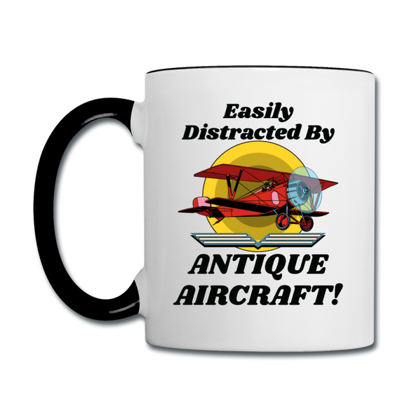 Easily Distracted - Antique Aircraft - Contrast Coffee Mug - white/black