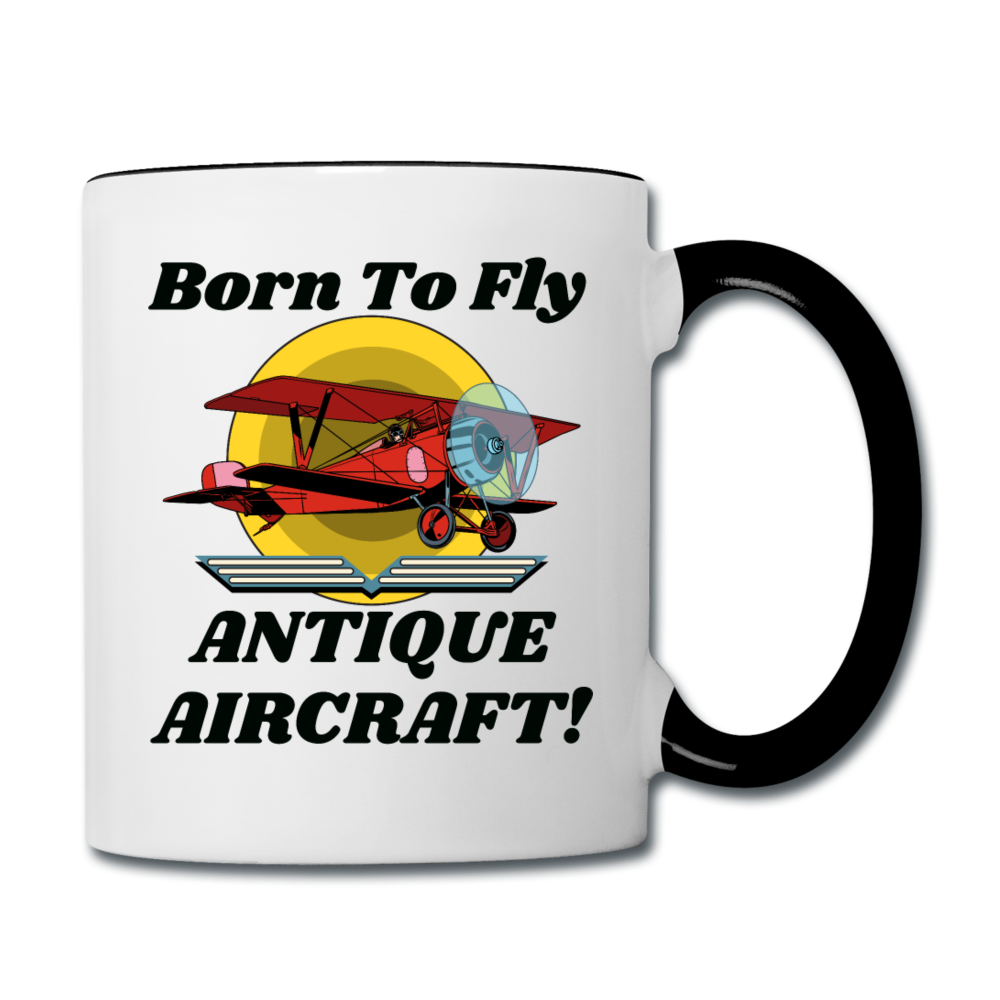 Born To Fly - Antique Aircraft - Contrast Coffee Mug - white/black