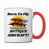 Born To Fly - Antique Aircraft - Contrast Coffee Mug - white/red