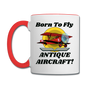 Born To Fly - Antique Aircraft - Contrast Coffee Mug - white/red