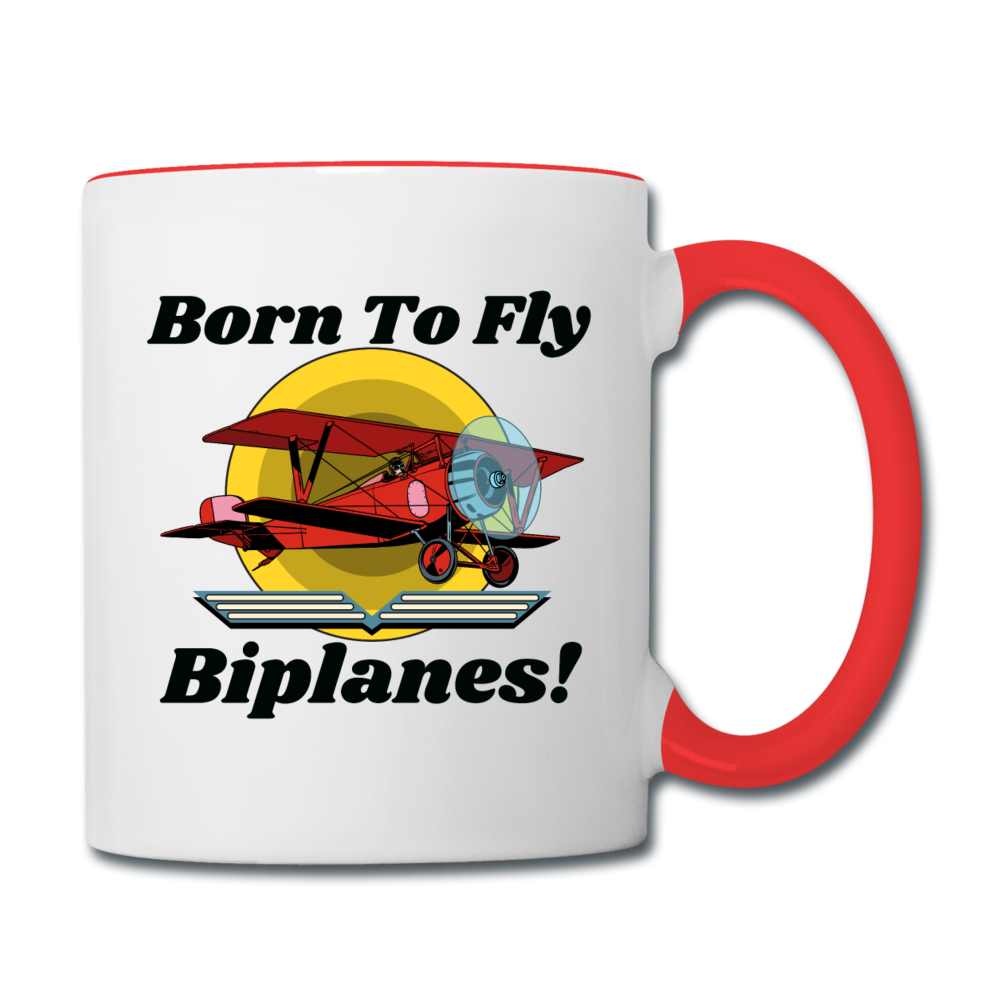 Born To Fly - Biplanes - Contrast Coffee Mug - white/red