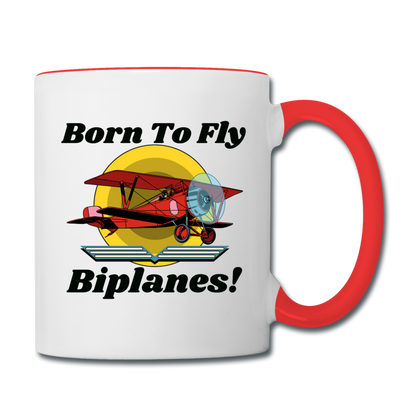 Born To Fly - Biplanes - Contrast Coffee Mug - white/red