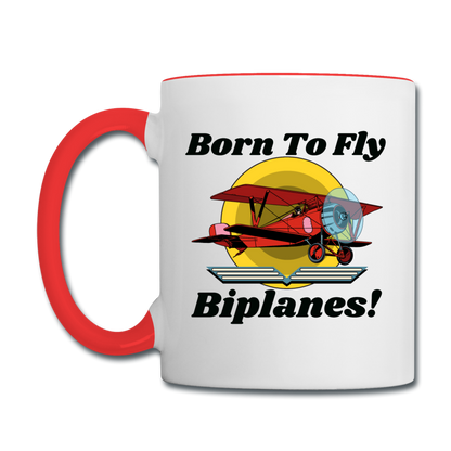 Born To Fly - Biplanes - Contrast Coffee Mug - white/red