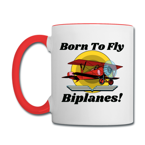 Born To Fly - Biplanes - Contrast Coffee Mug - white/red