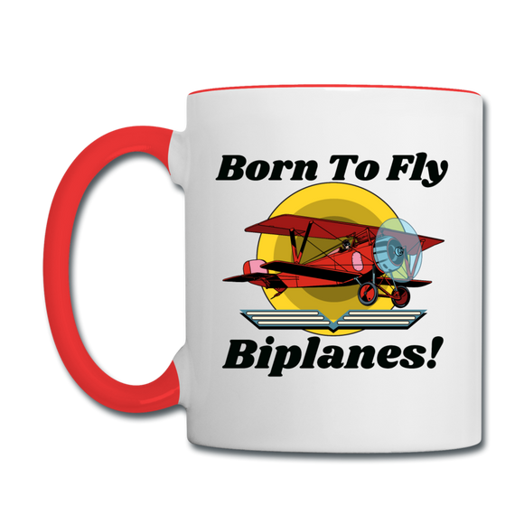 Born To Fly - Biplanes - Contrast Coffee Mug - white/red