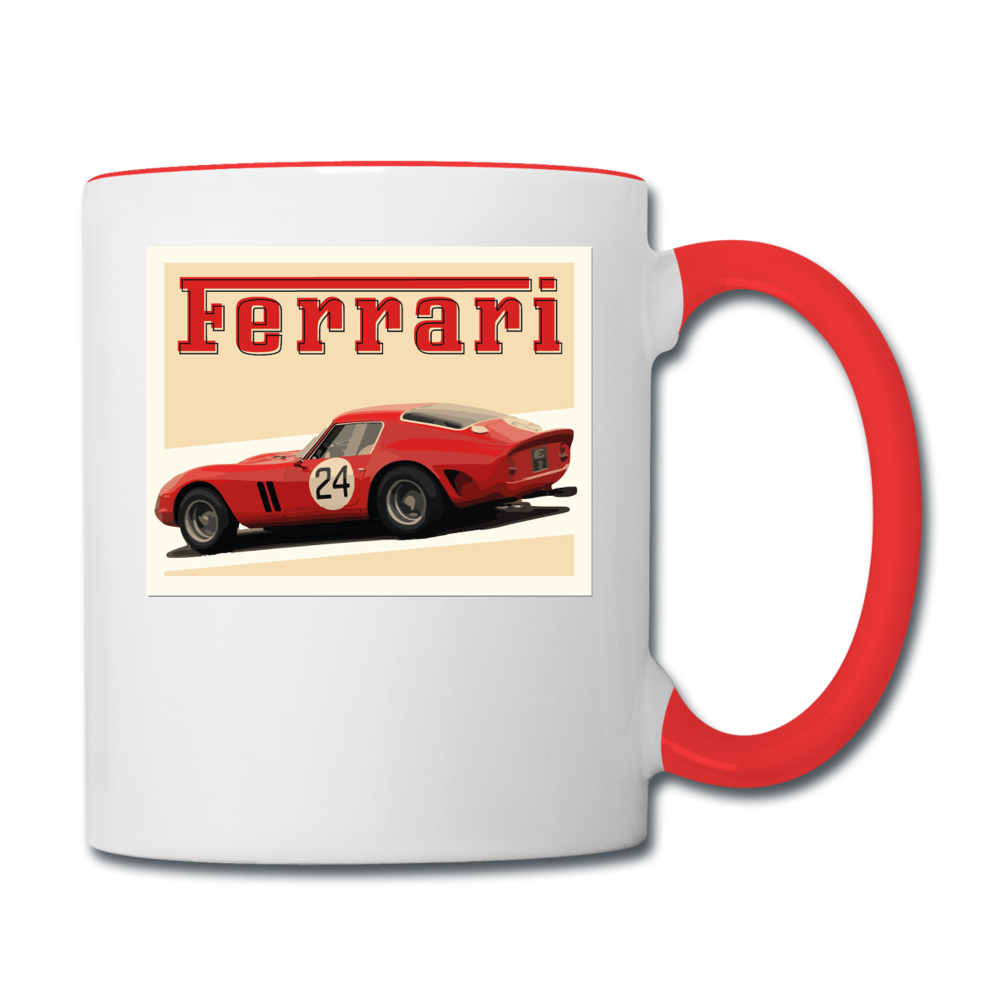 Vintage Cars - Ferrari - Contrast Coffee Mug - white/red