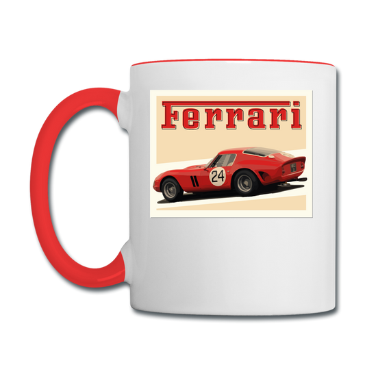 Vintage Cars - Ferrari - Contrast Coffee Mug - white/red