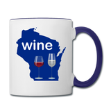 Wine - Wisconsin Glasses - Contrast Coffee Mug - white/cobalt blue