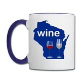 Wine - Wisconsin Glasses - Contrast Coffee Mug - white/cobalt blue