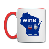 Wine - Wisconsin Glasses - Contrast Coffee Mug - white/red