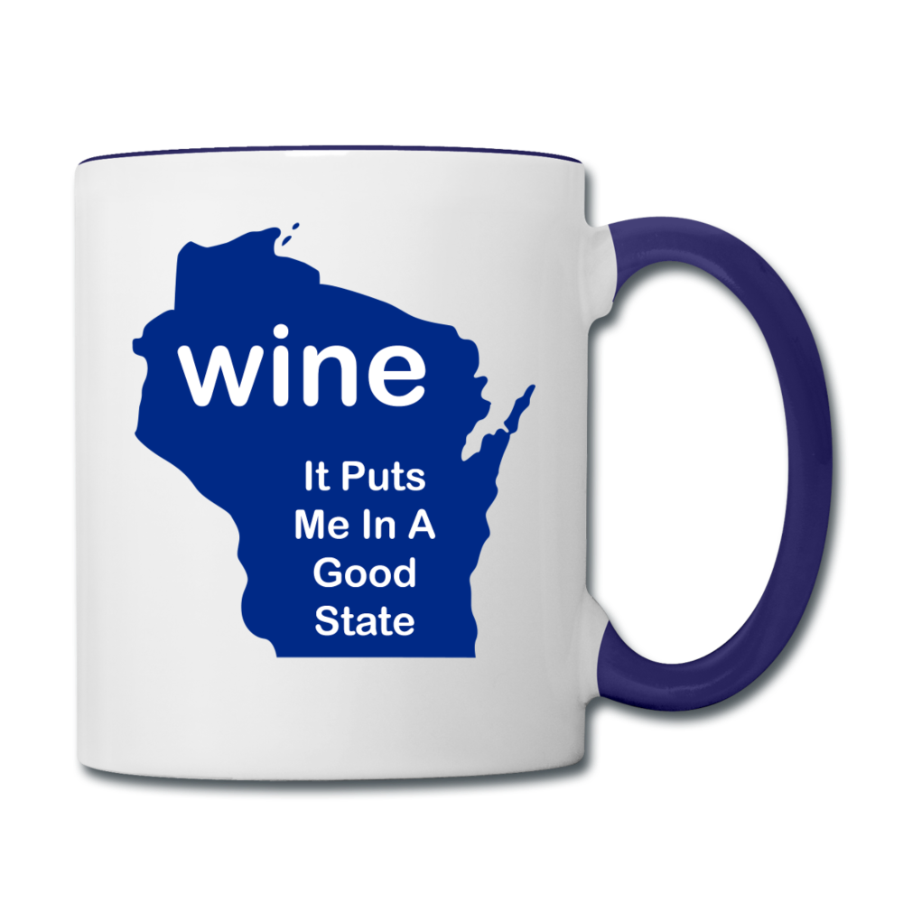 Wine - Wisconsin Good State - Contrast Coffee Mug - white/cobalt blue