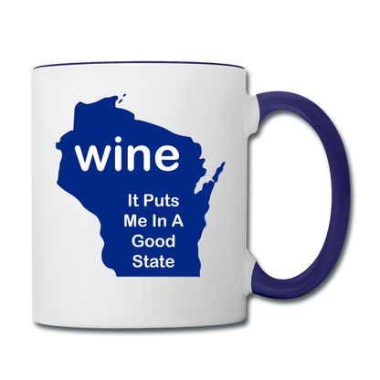 Wine - Wisconsin Good State - Contrast Coffee Mug - white/cobalt blue