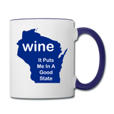 Wine - Wisconsin Good State - Contrast Coffee Mug - white/cobalt blue