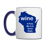 Wine - Wisconsin Good State - Contrast Coffee Mug - white/cobalt blue