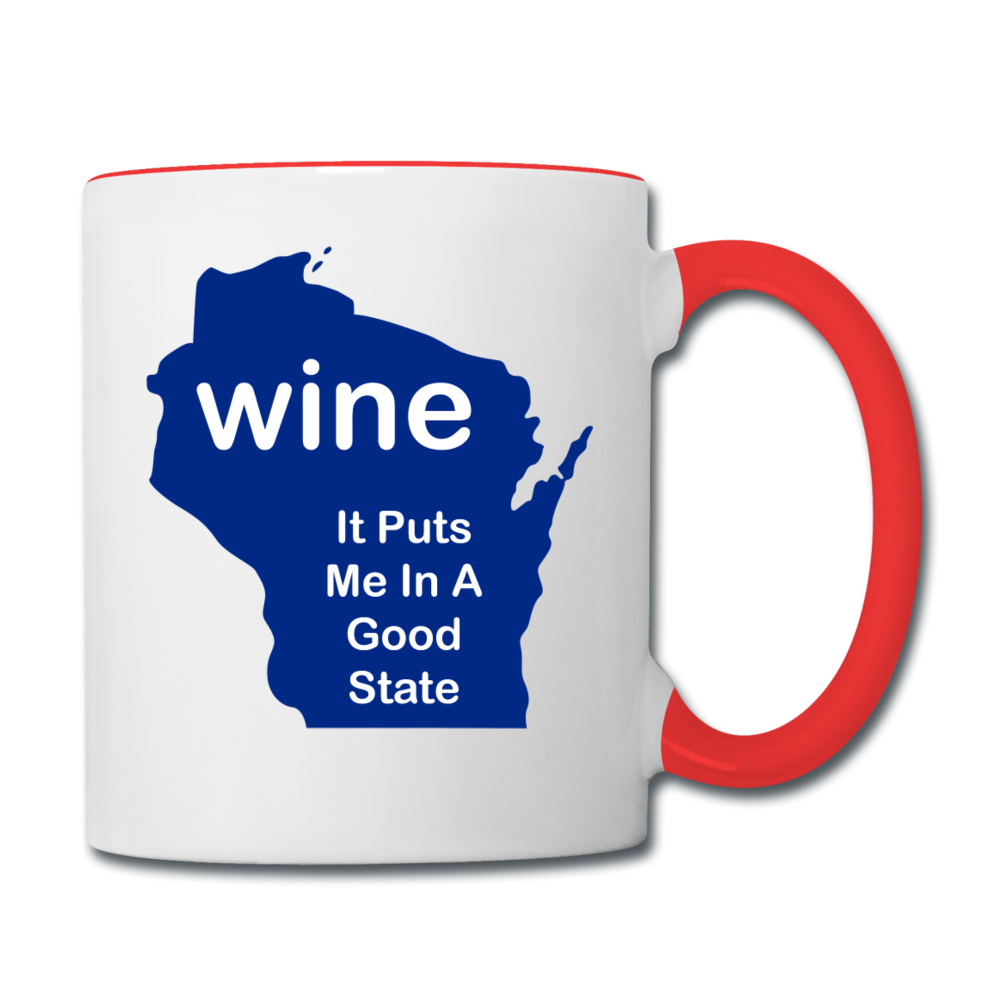 Wine - Wisconsin Good State - Contrast Coffee Mug - white/red