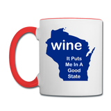 Wine - Wisconsin Good State - Contrast Coffee Mug - white/red