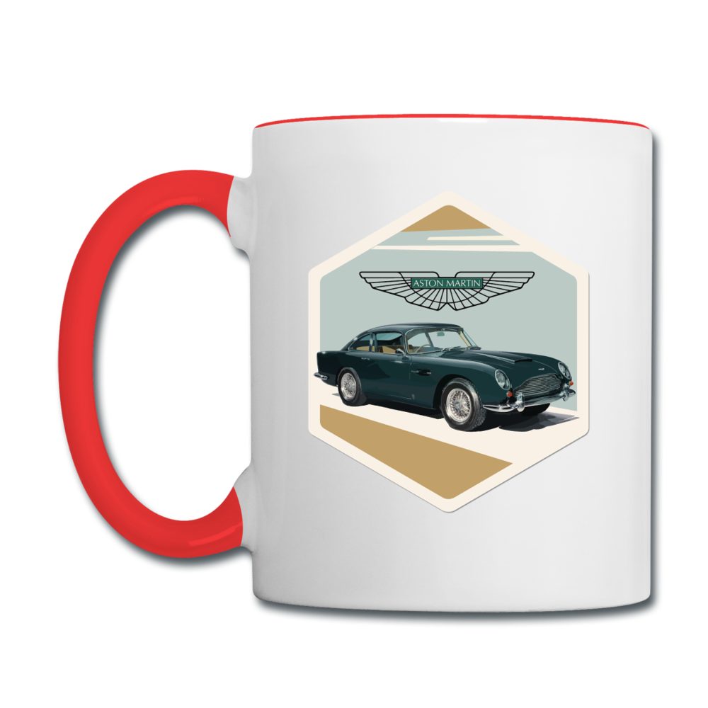 Vintage Cars - Aston Martin - Contrast Coffee Mug - white/red