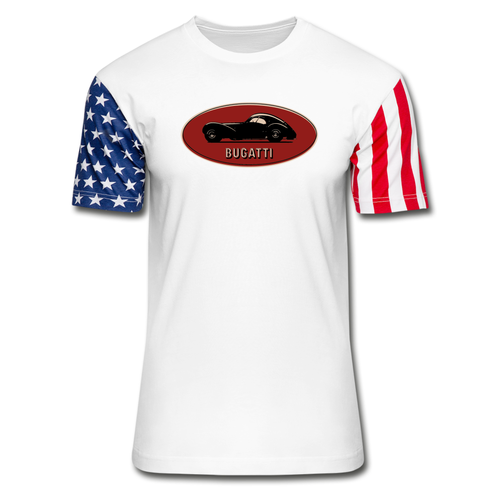 Vintage Cars - Bugatti - Stars & Stripes T-Shirt - white