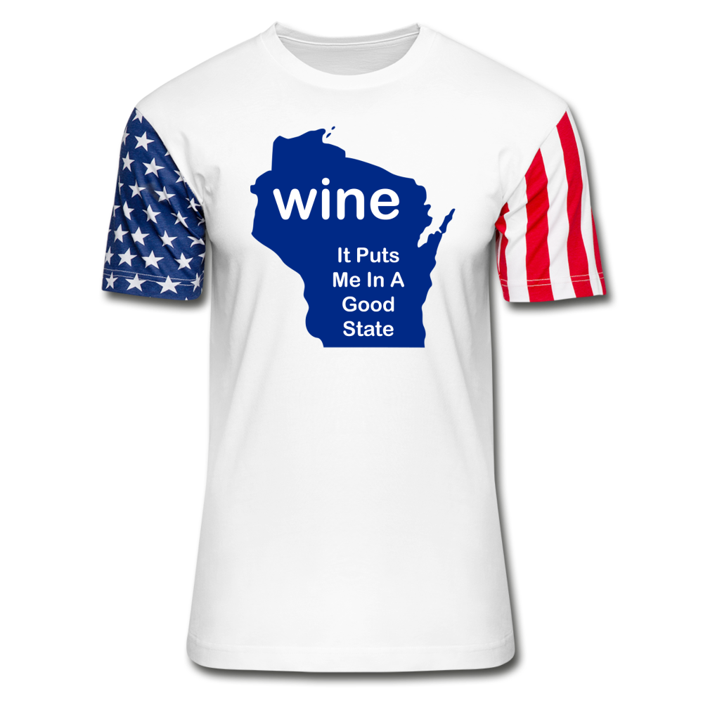 Wine - Wisconsin Good State - Stars & Stripes T-Shirt - white